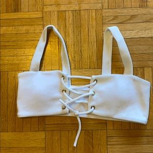 ZAFUL White Bikini Top *LACE UP FRONT*